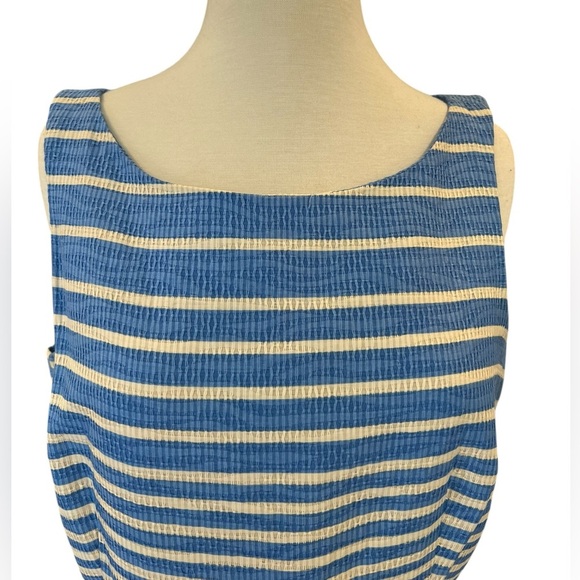 Just…Taylor Fit and Flare Sleeveless Blue and Cream Above The Knee Size 12P - Picture 4 of 14